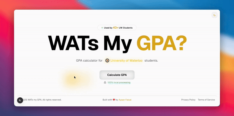 WatsMyGPA project preview